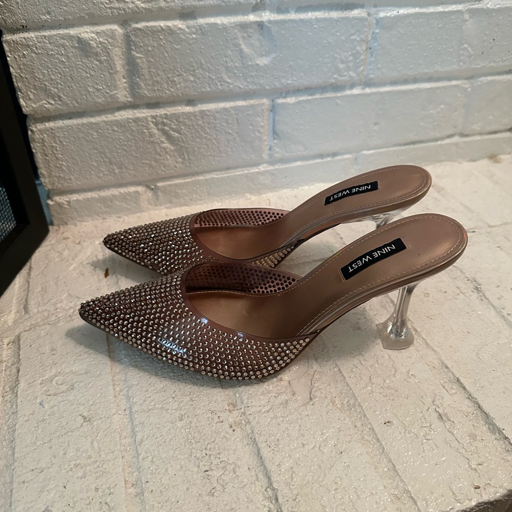 Bronze Rhinestone Embellished Mules - Picture 5 of 7